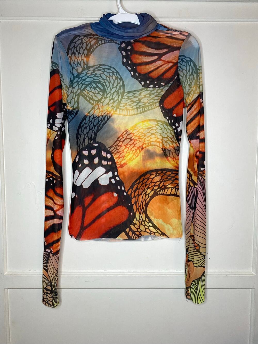 Revolve AFRM Zadie Top in Butterfly Sub - mesh seethough unique colorful top